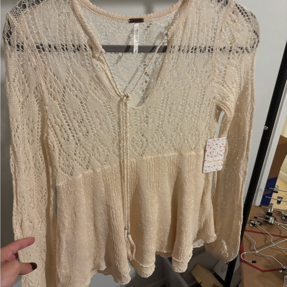 Free People Angel Day Pullover Sweater Cream
